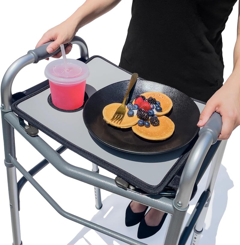RMS Walker Tray with Cup Holder, fits Most Standard Folding Walker, Mobility Walker Accessories and Medical Table for Seniors or Individuals with Disability - Image 1